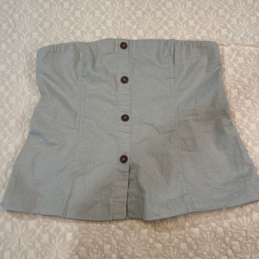 Button-Front Strapless Top